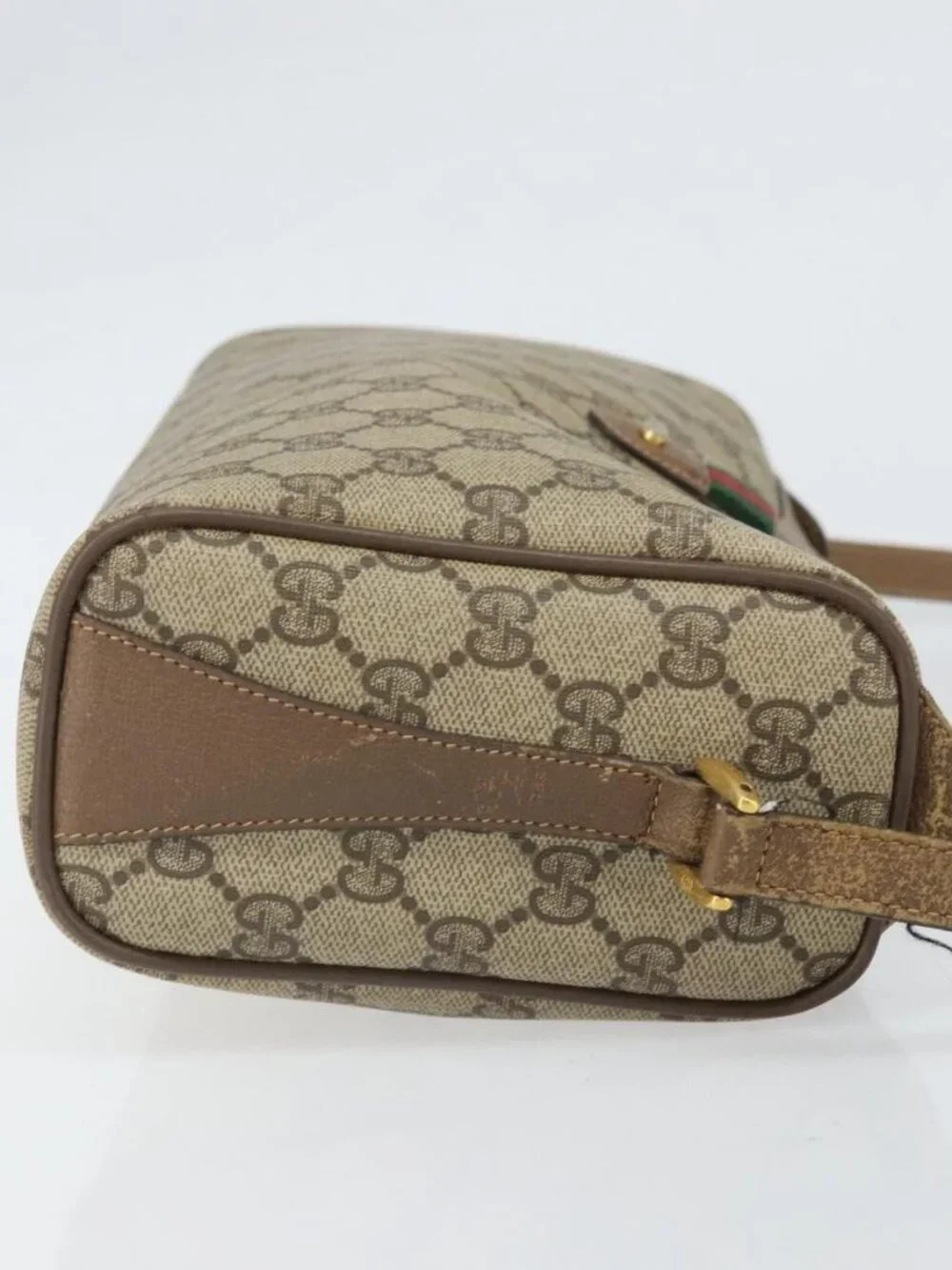 GUCCI GG Supreme Web Sherry Line Bag PVC Beige Gold 89 02 017 Auth 169801 - Picture 5 of 16